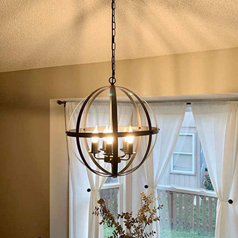 Industrial Hanging Pendant Metal Cage Frame Room Indoor Light for Living Room