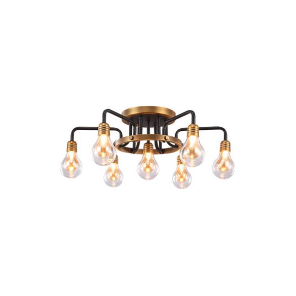 Bulbe en verre transparent semi-flush lampe moderniste multimaliques LED Semi Flush Plafond Lightture