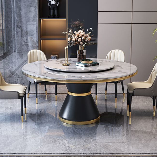 Metal Modern Style Round Dining Table Sintered Stone Table for Home Kitchen