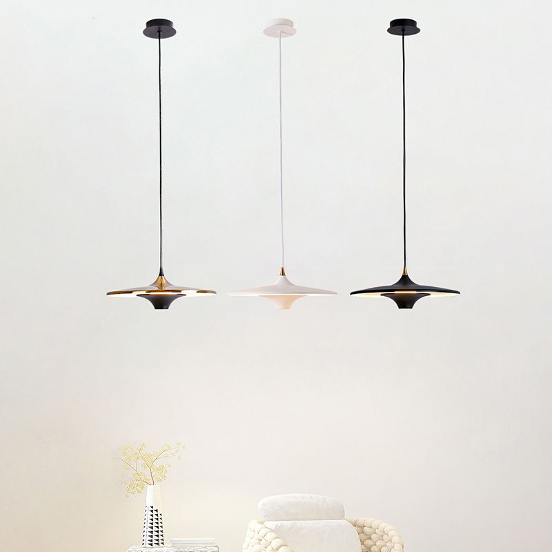 Metal Circle Down Lighting Pendant Contemporary 1-Light Disk Ceiling Light