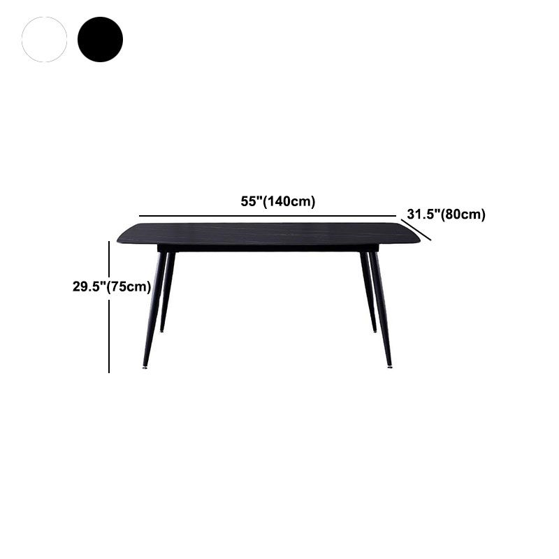 Stone Top Dining Table Industrial Rectangle Table with 4 Legs