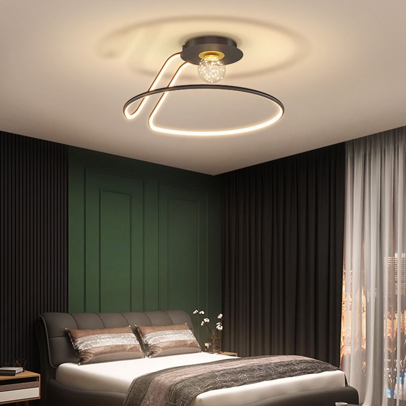 Minimalistische gewelfde spoellamp metallic slaapkamer spoelmontage verlichting met sterrenglaasschaduw
