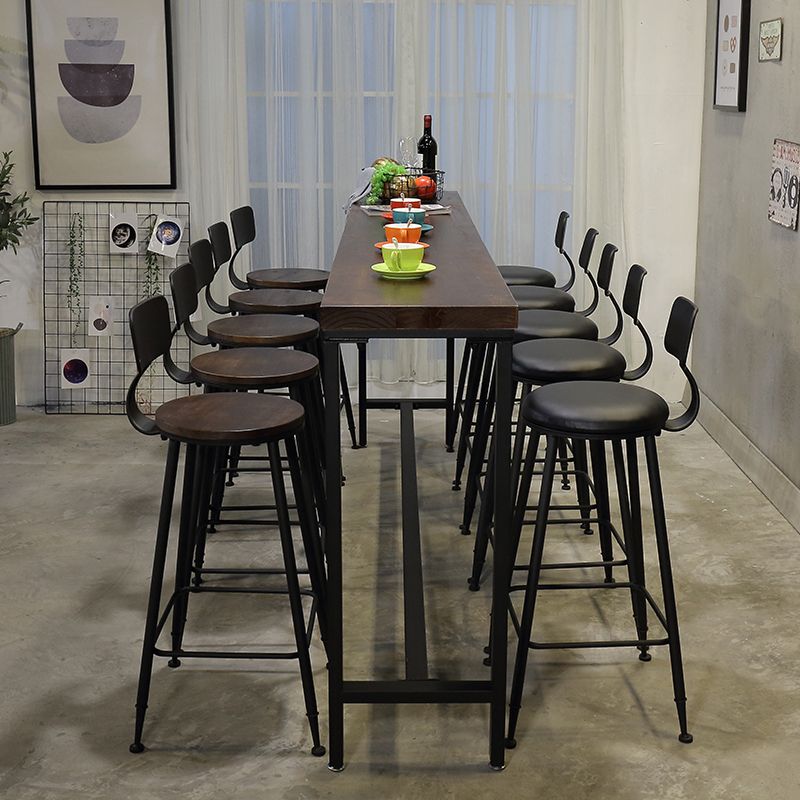 Coffee Shop Rectangle Wood Top Counter Table Iron Base Industrial Bar Table