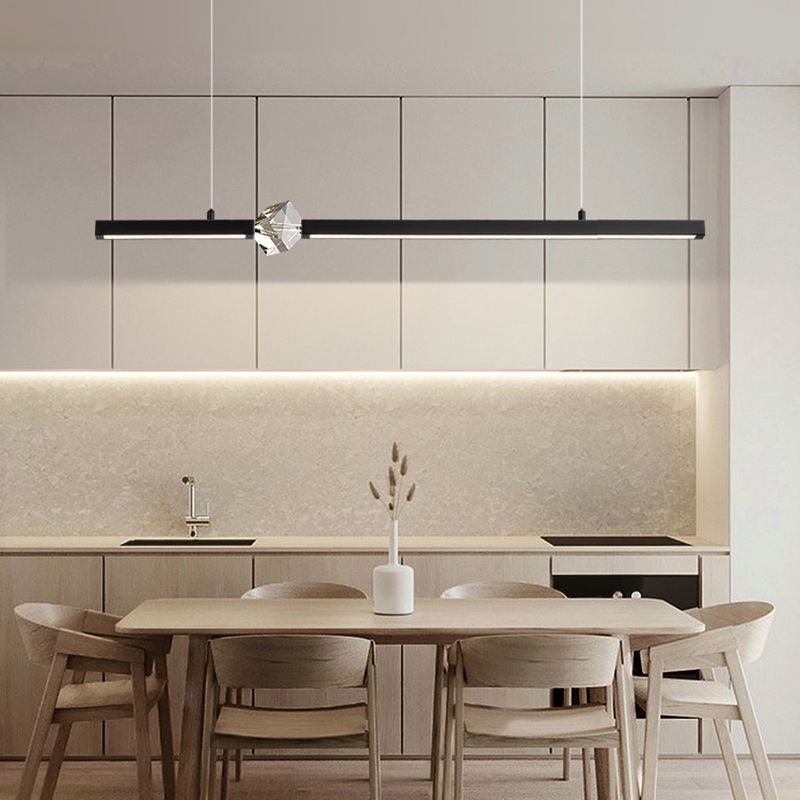 Lámpara moderna lámpara de lámpara de luz de metal lineal con cristal