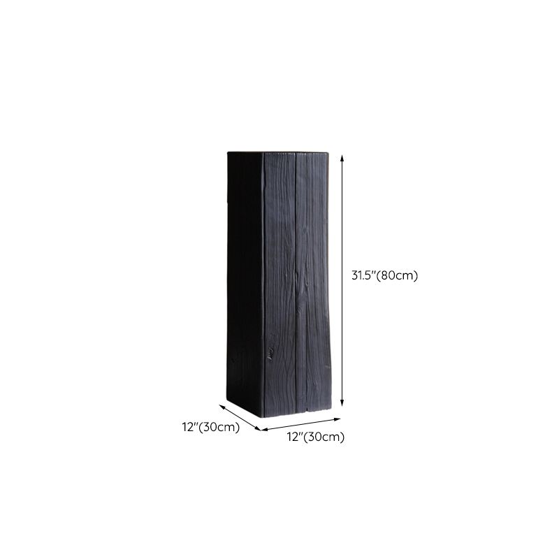 Solid Wood Block Side Table Square End Table, 11.8 inch Wide in Black