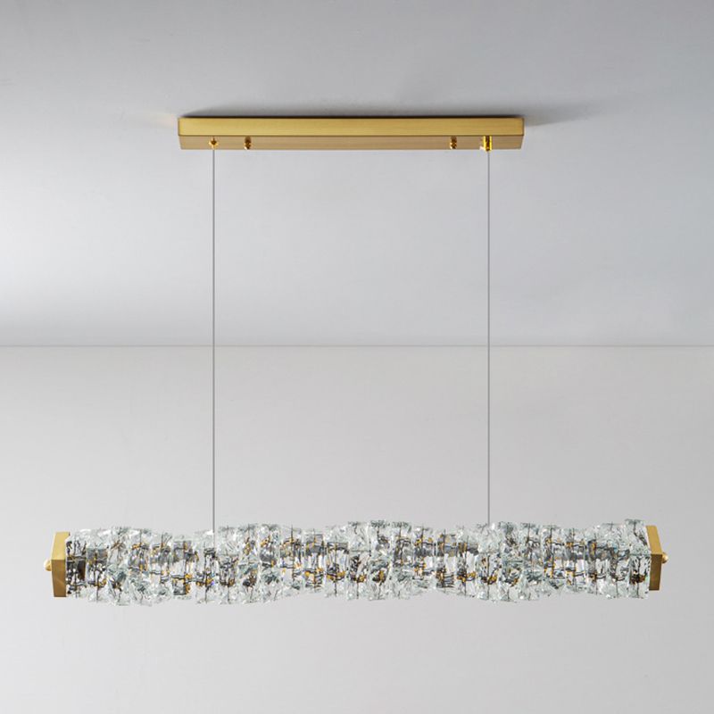 Crystal LED Pendant Ceiling Cylinder Kitchen Island Fixture in Gold Finish