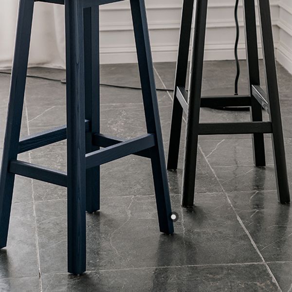 Solid Wood Barstool Contemporary Style Saddle Seat Armless Stool