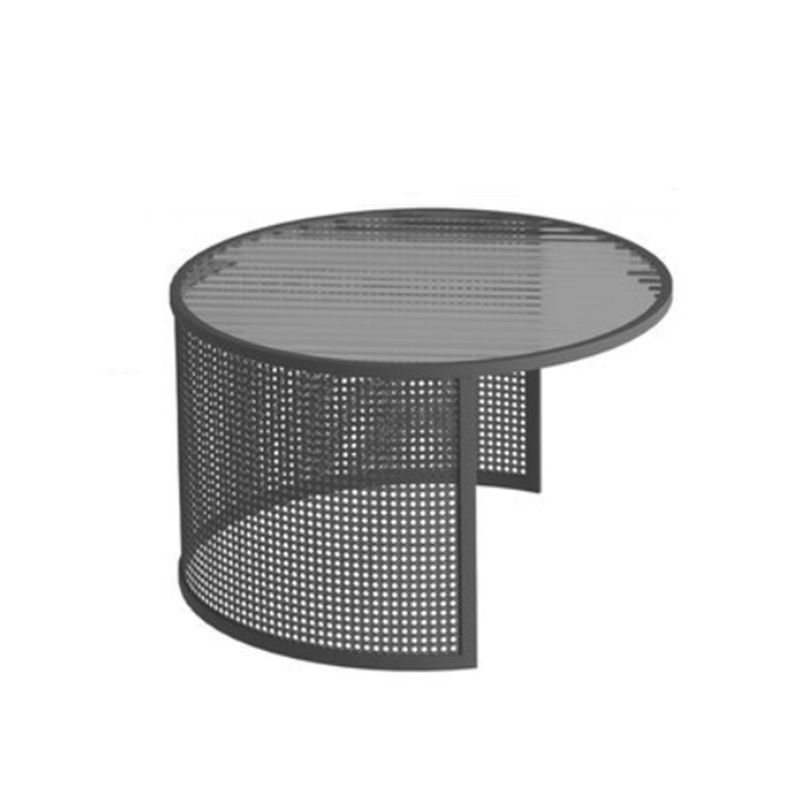 Modernism Round Glass and Steel Coffee Cocktail Table - 17.7"/19.7" H