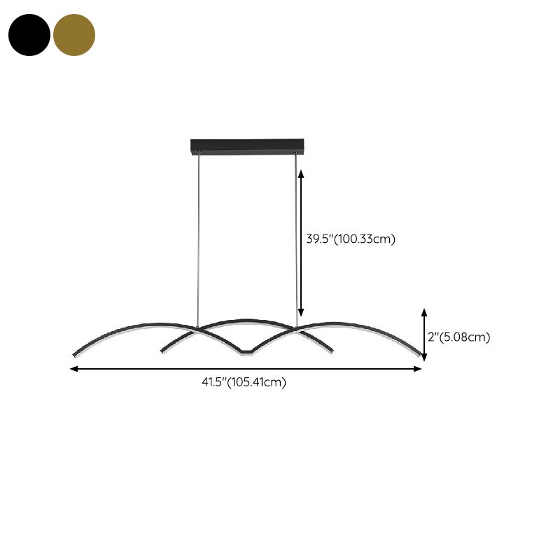 Linear 2 - Light Kitchen Light Fixture Contemporary Metal LED Ceiling Pendant Lighting