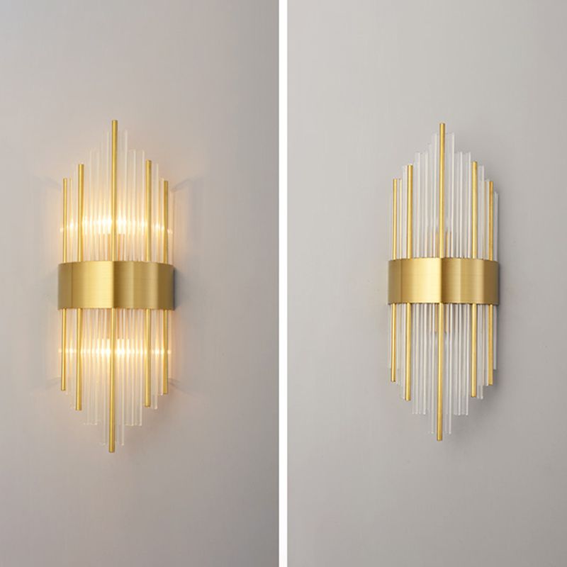 Clear Crystal Wall Mounted Light Fixture Modern Style 2-Lights Wall Lighting for Hotel