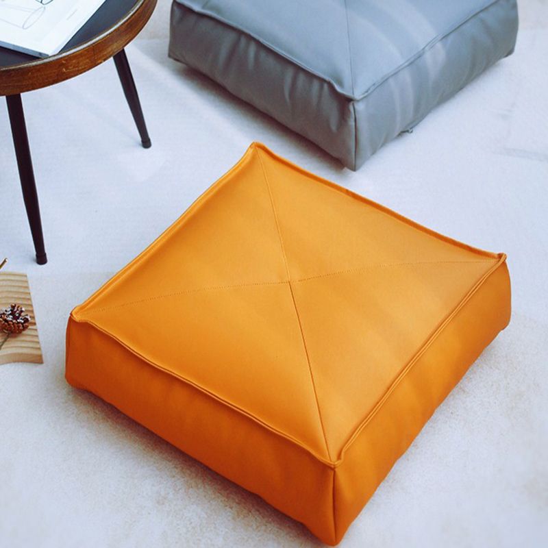 Modern Pouf Ottoman Leather Upholstered Solid Color Tear Resistant Square Ottoman
