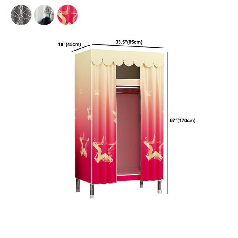 Modern Style Wardrobe Metal 2 Shelves Wardrobe Closet for Bedroom