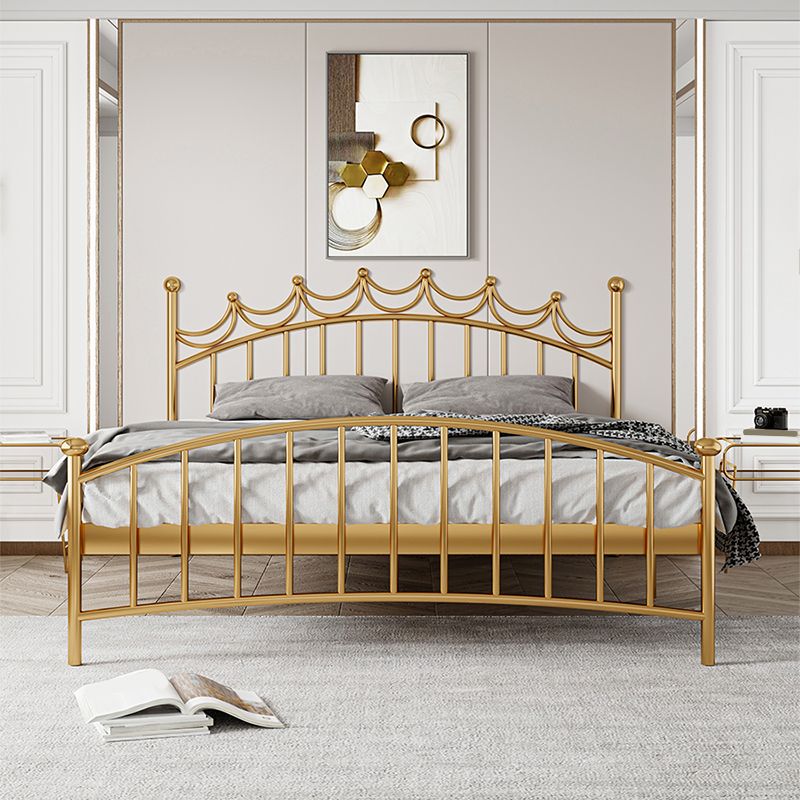 Glam Metallic Standard Bed with Arched Open-Frame Headboard