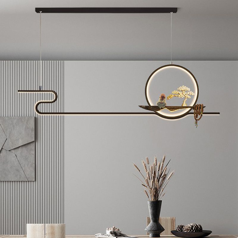 Modern Style Linear Shape Island Lights Metal Two Light Island Lighting Ideas