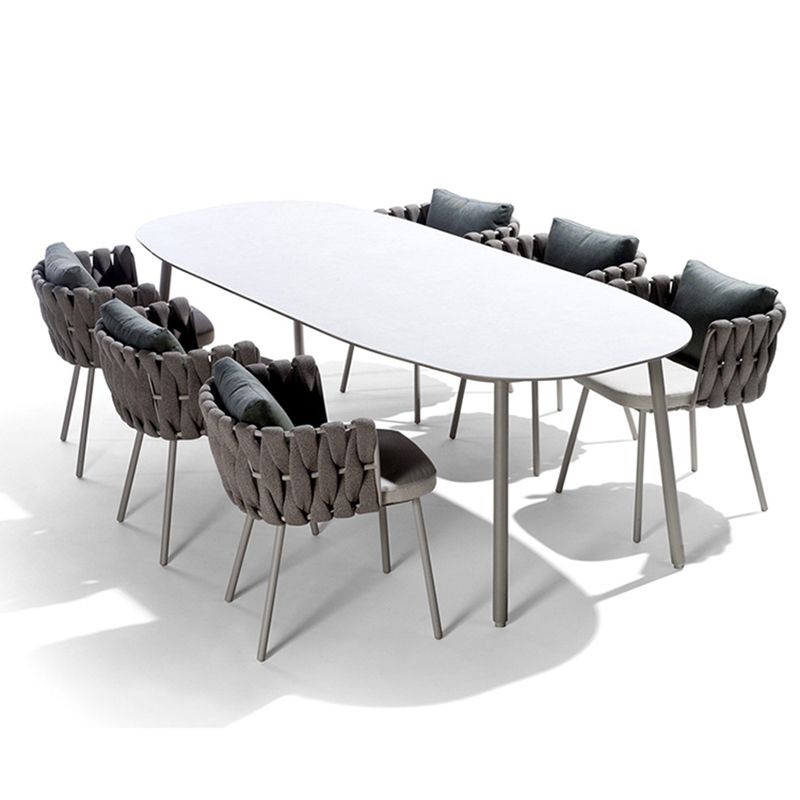 Contemporary Aluminum Coffee Table Metal Frame Outdoor Dining Table