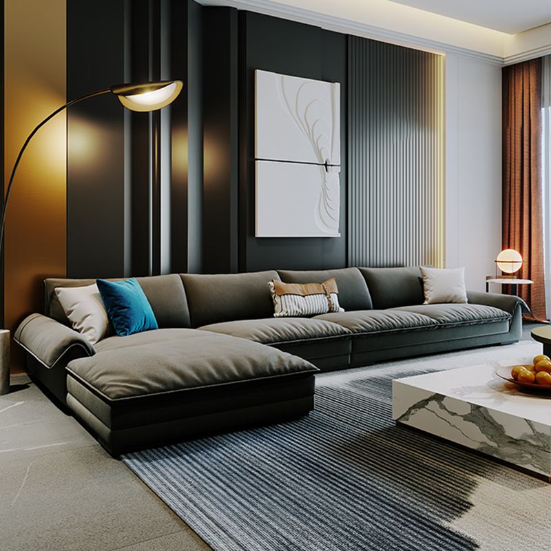 Contemporary Stationary Fabric Living Room Flared Arm Pillows Seating