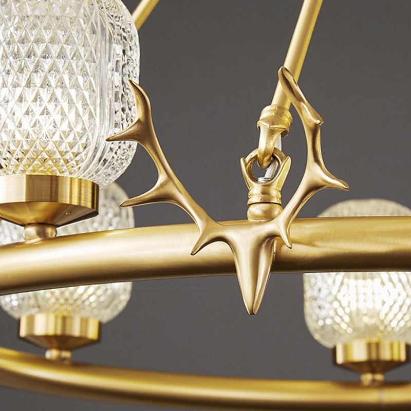 Wagenrad-Kronleuchter-Beleuchtung moderne Multi-Head-Suspensionslicht mit klarem Glasschatten