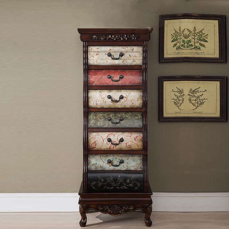 Traditional Style Storage Chest Vertical Solid Wood Storage Chest Dresser for Bedroom