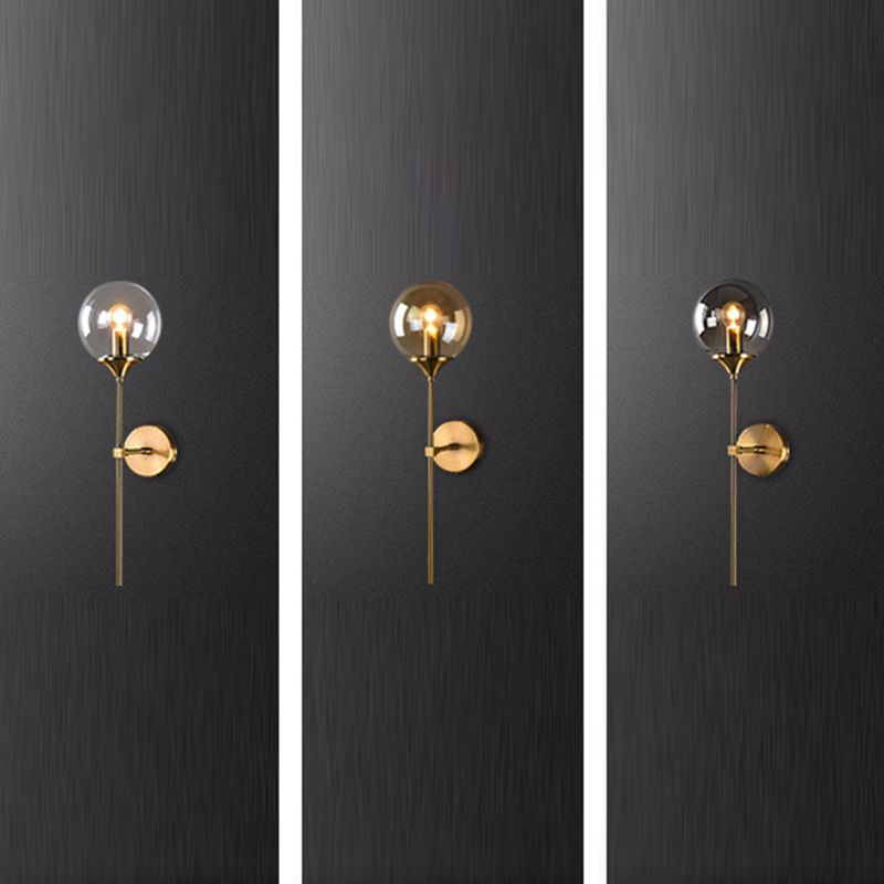 Metal Wall Sconce Modern Ball Shape Vanity Lamp with Glass Shade for Bathroom