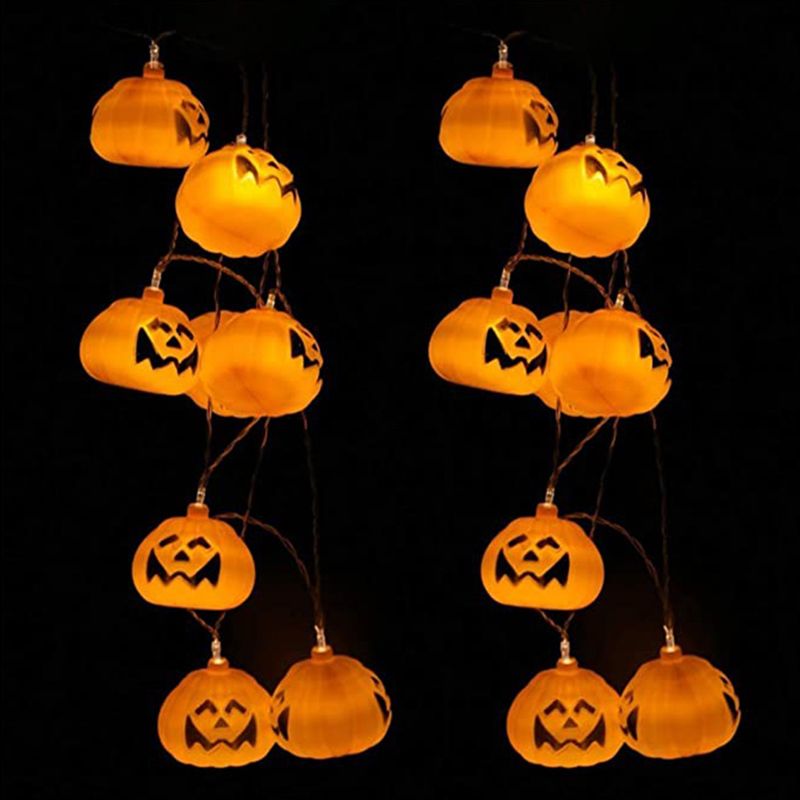 Plastic Pumpkin Halloween Light Classic Decorative Orange LED String Light for Outdoor