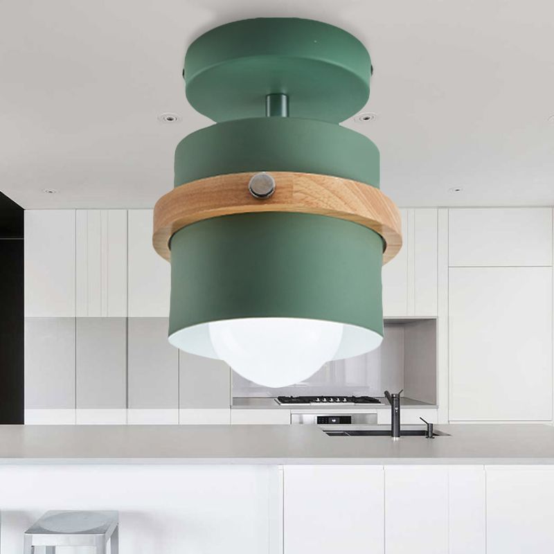 Undertint cilinderinbouwplafondlamp draaibaar 1-lichts Macaron Loft metalen plafondlamp voor gang