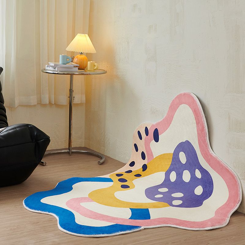 Orange Casual Rug Polyester Contrast Color Rug Washable Rug for Drawing Room