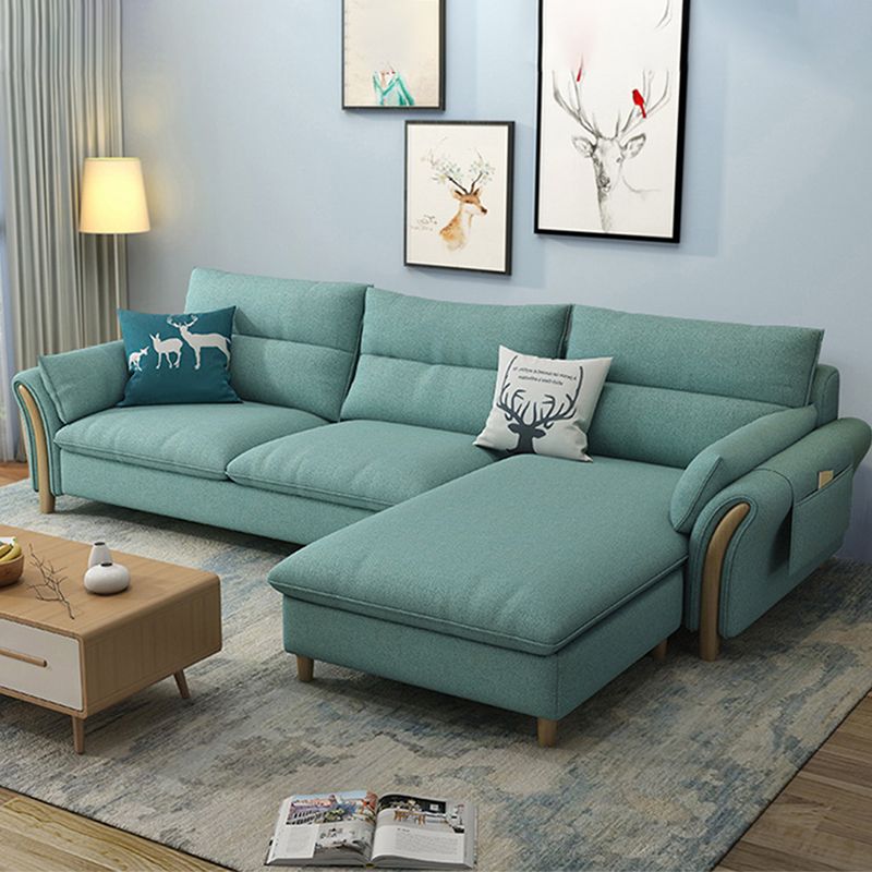 3-seater Fabric Sectional Sofa Slipcovered Sectional with Storage