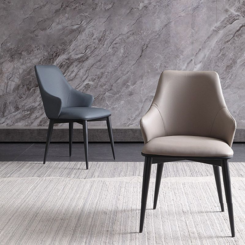 Industrial Style Arm Chair Metal Solid Back Dining Room Chair for Dining Room