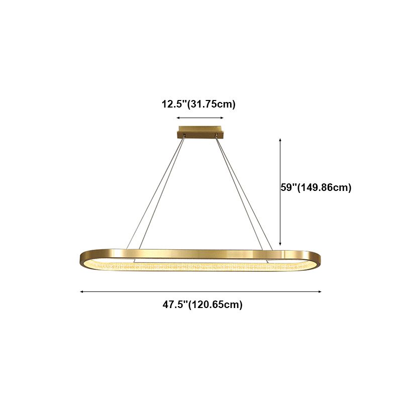 Modern Style Oval Island Lighting Fixture Metal 1- Light Island Pendant Light