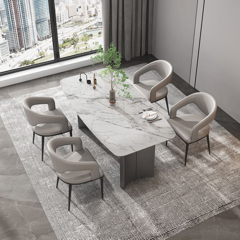 Open Back Dining Side Chair Contemporary Black Legs Dining Arm Chair