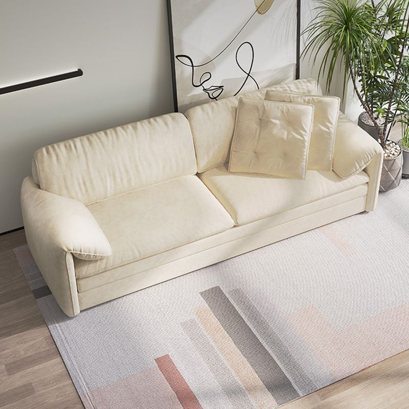 Glam Style White Futon Sleeper Sofa Bed in Velvet with Storage