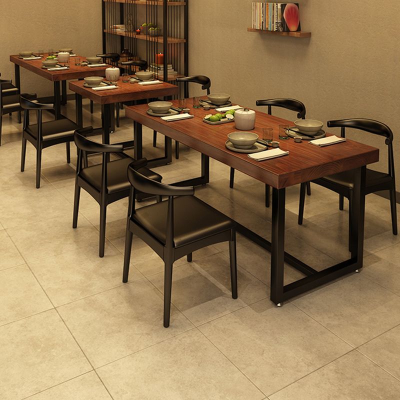 Industrial Style Rectangular Solid Wood Dining Table for Dining Room and Barbecue Shop