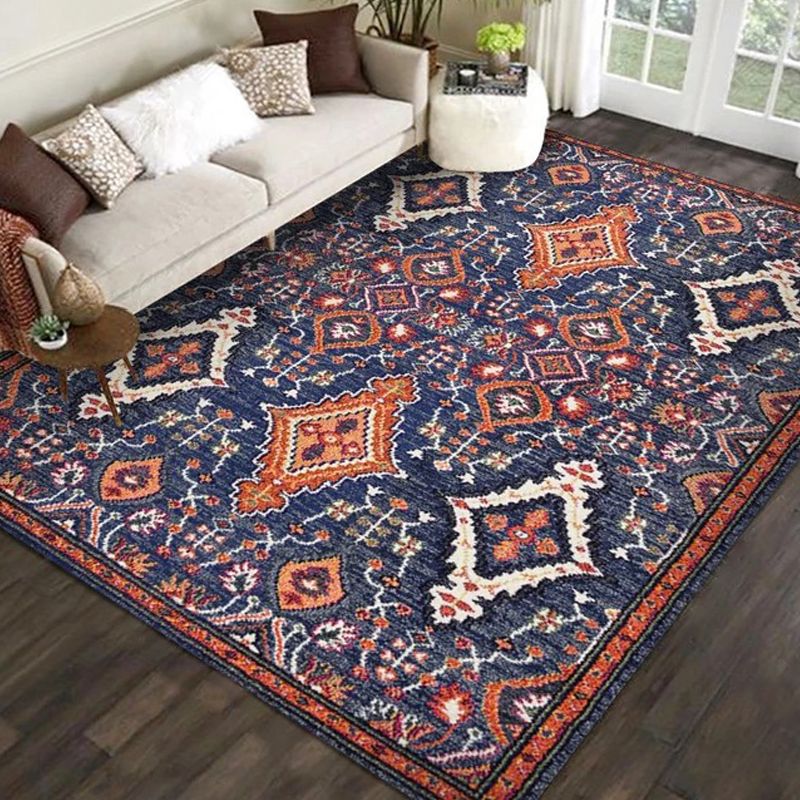 Exotic Geometric Patterned Rug Multicolored Moroccan Rug Polypropylene Stain Resistant Non-Slip Backing Machine Washable Carpet for Room