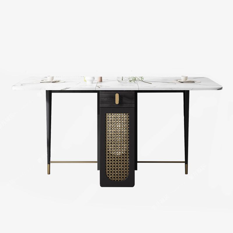 Mesa de comedor de piedra sinterizada 59 '' plegable Mesa rectángulo moderna con base de caballete