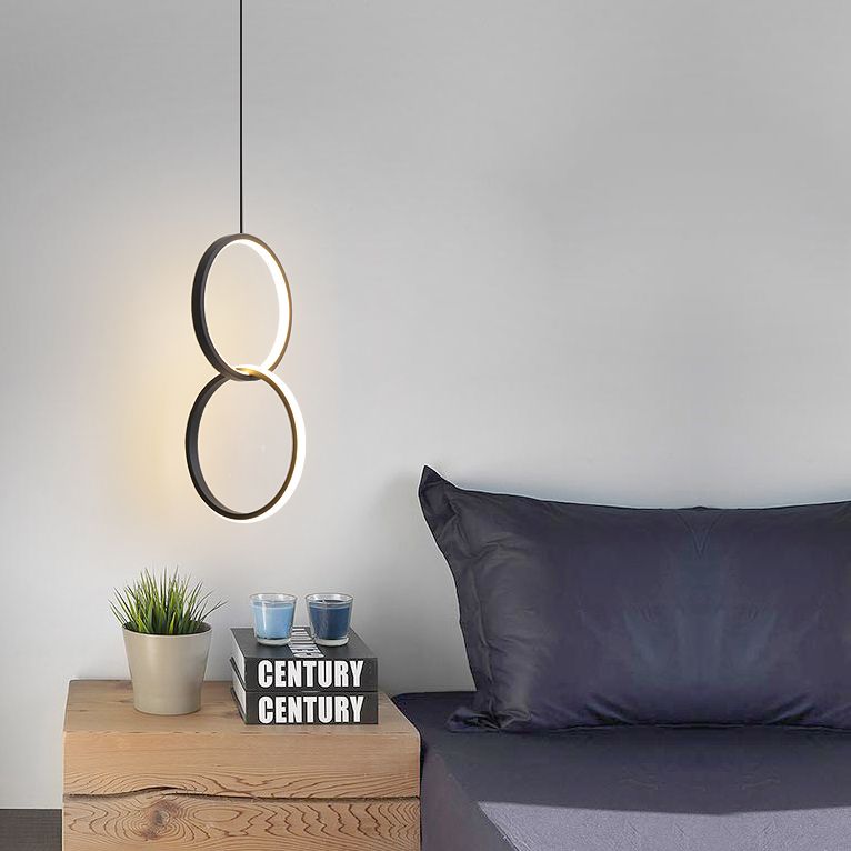 Kreisförmiger Acryl -LED -Anhänger Licht im modernen prägnanten Stil schmiedeeisern hängendes Licht für Esszimmer