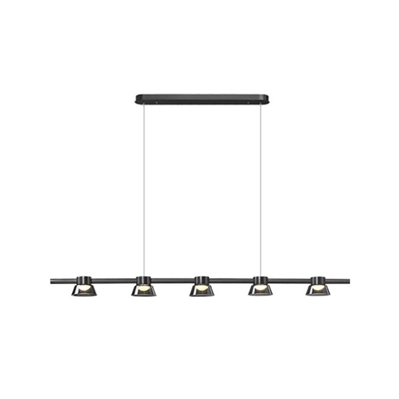 Linear Contemporary Glass Multi Lights Island Light in Black