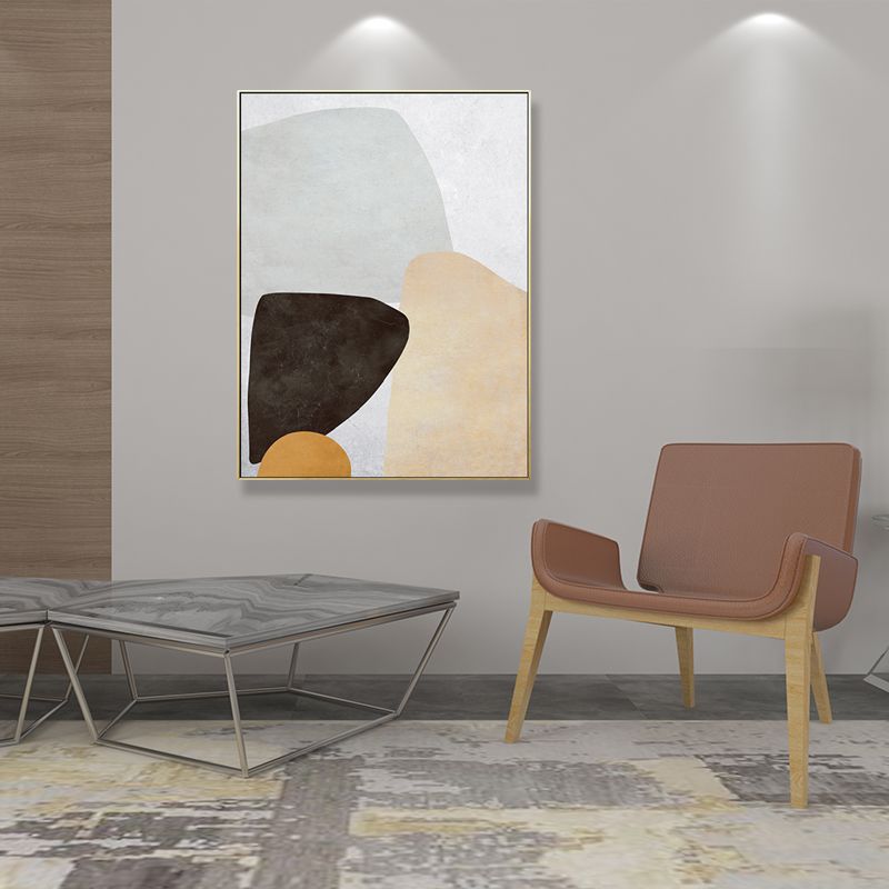 Soft Color Geometrical Art Print Abstract Nordic Textured Canvas for Sitting Room