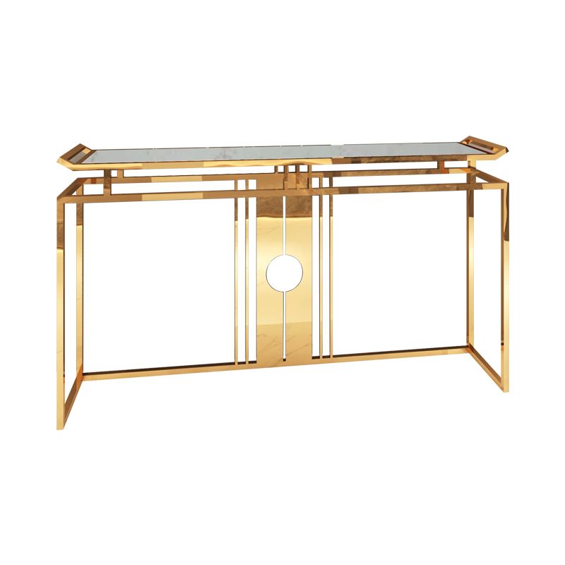Glam Console Table Marble Accent Table in Gold for Hall , 12 Inch Wide