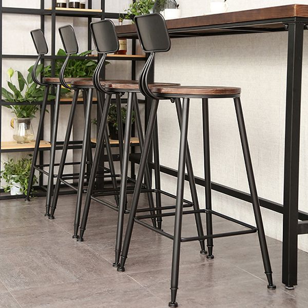 Industrial Brown Pub Table Rectangle Solid Wood Bar Height Table with Trestle Base