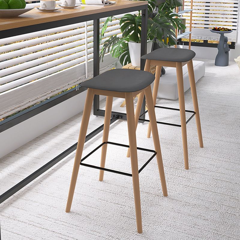 Contemporary 29.9-inch Backless Bar Stool with Solid Wood Base