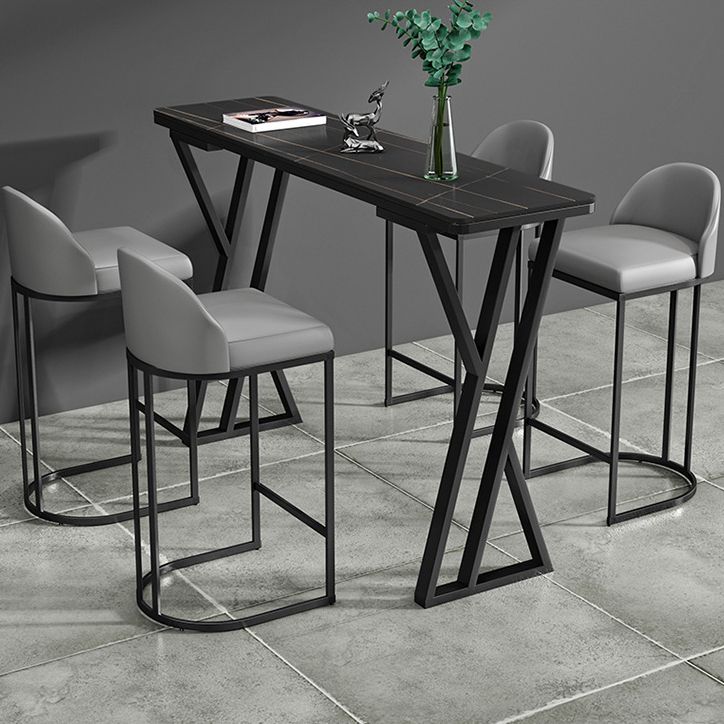 Rectangle Sintered Stone Bar Table Modern Dining Table for Kitchen Living Room