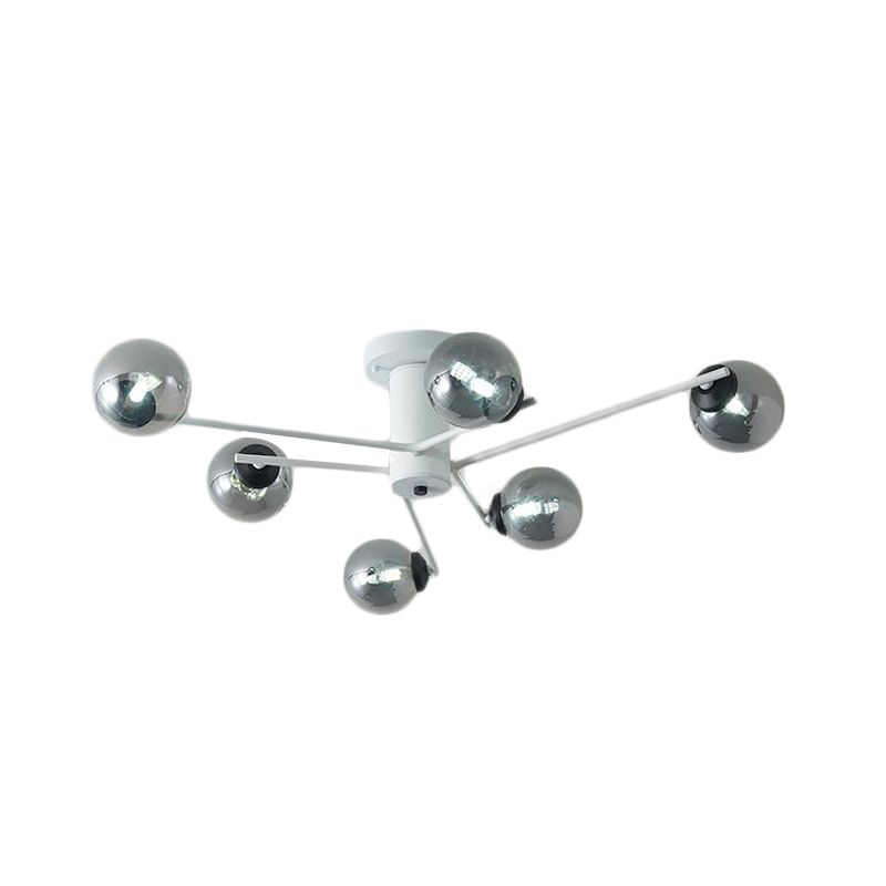 Sputnik Semi Flush Mount Postmodern Silver Verre 6/8/10 LICTES BLANC SALON LA PLACE FUSHER