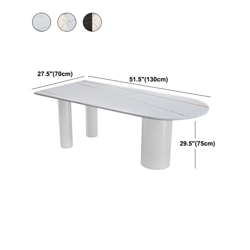 Modern Stone Top Table for Restaurant Oval Table with White Tripod Base