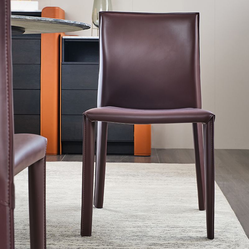 Modern Indoor-Outdoor Dining Room Chairs Dining Armless Leather Chairs (Set of 2)