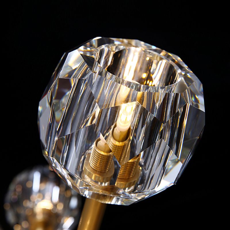 Gold Crystal Wall Lamp in Modern Luxury Style Copper Globe Wall Sconce for Bedroom