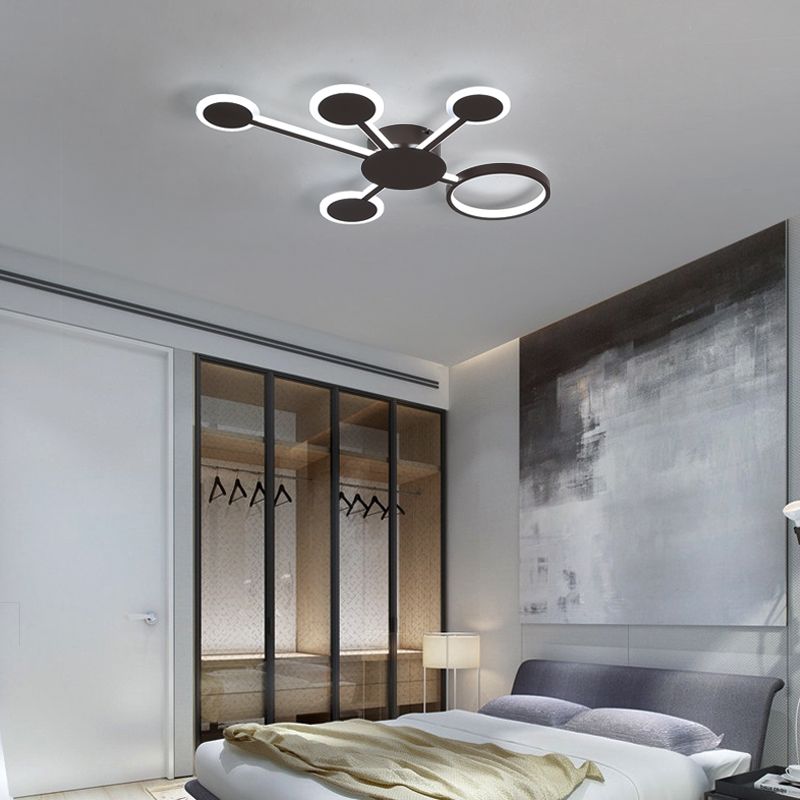 Acrílico Sputnik montaje empotrado modernista 4/5/6 luces café LED montaje empotrado lámpara en luz blanca/cálida