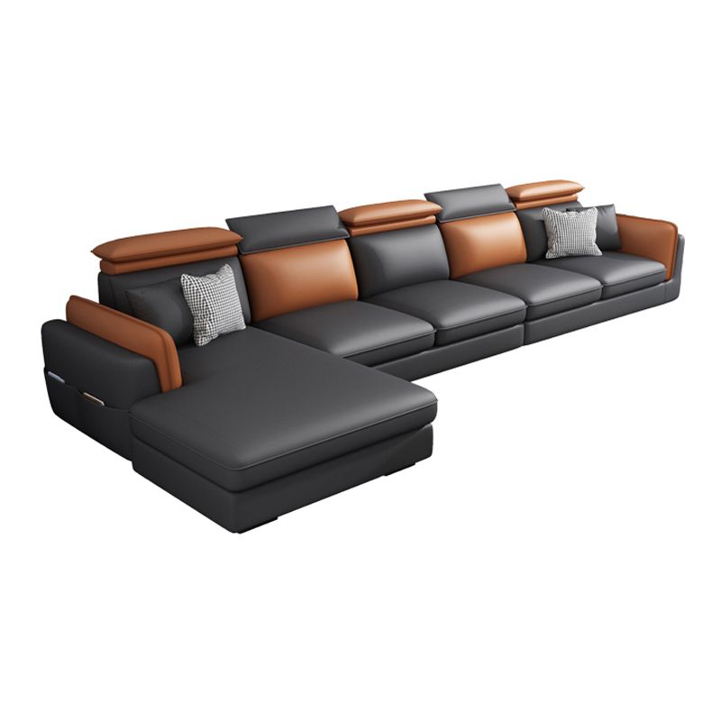 Faux Leather Square Arm Sofa/Sectional with Pillowed Back Cushions, Stain Resistan