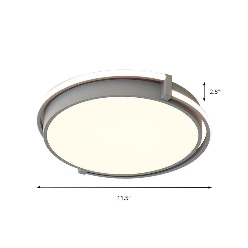 Lampe encastrée ronde pour chambre à coucher, luminaire moderne à LED en acrylique noir/gris avec diffuseur encastré en lumière blanche/chaude/neutre, 12"/16"/19,5" de large