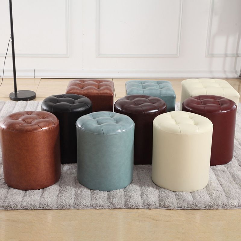 Wine Red Modern Pouf Water Resistant Round Pouf for Drawing Room