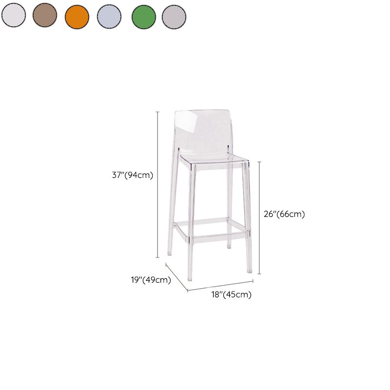 Modern Armless Backrest Counter Stool Acrylic Cashier Bar Stool with Pedal